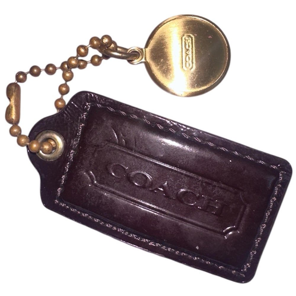Coach Hang Tag + Gold Coin Purse Charm Dark Brown